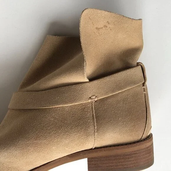 MICHAEL KORS ankle suede leather cut boot gold hardware buckle logo all season 8 - Picture 14 of 15